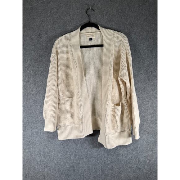 Universal threads Sweater Women XS Beige Crochet Knit Cardigan Coastal Pocket - Picture 1 of 7